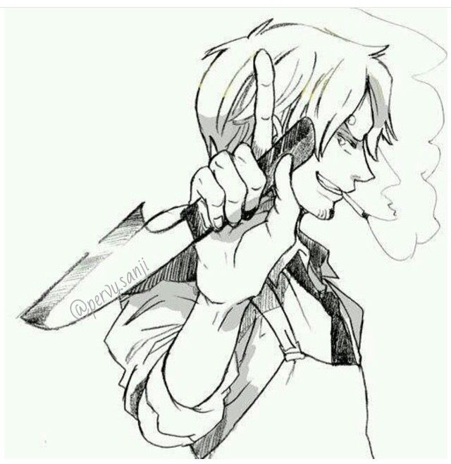 a fictional character named sanji posing with a knife